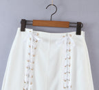 Summer Blogger Milky White Split Air Hole Criss Cross Skirt