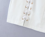 Summer Blogger Milky White Split Air Hole Criss Cross Skirt
