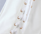 Summer Blogger Milky White Split Air Hole Criss Cross Skirt