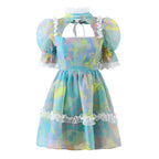 Women's Floral Organza Puff Sleeve A-Line Mini Dress