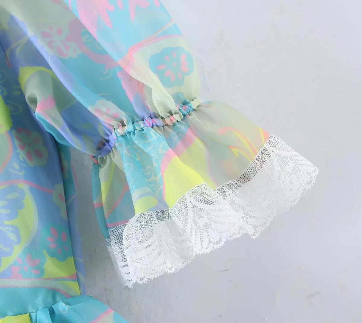 Women's Floral Organza Puff Sleeve A-Line Mini Dress