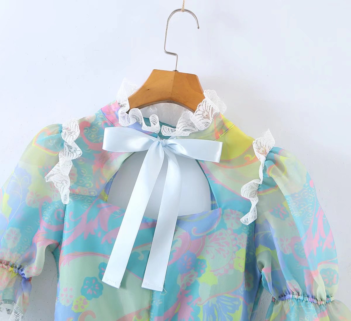 Women's Floral Organza Puff Sleeve A-Line Mini Dress