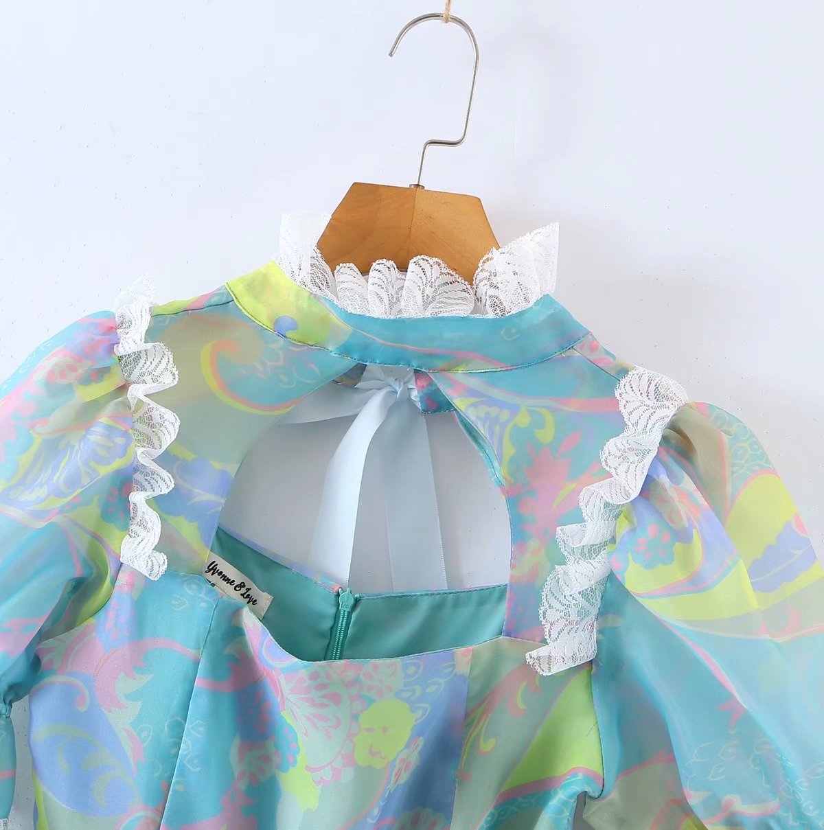 Women's Floral Organza Puff Sleeve A-Line Mini Dress