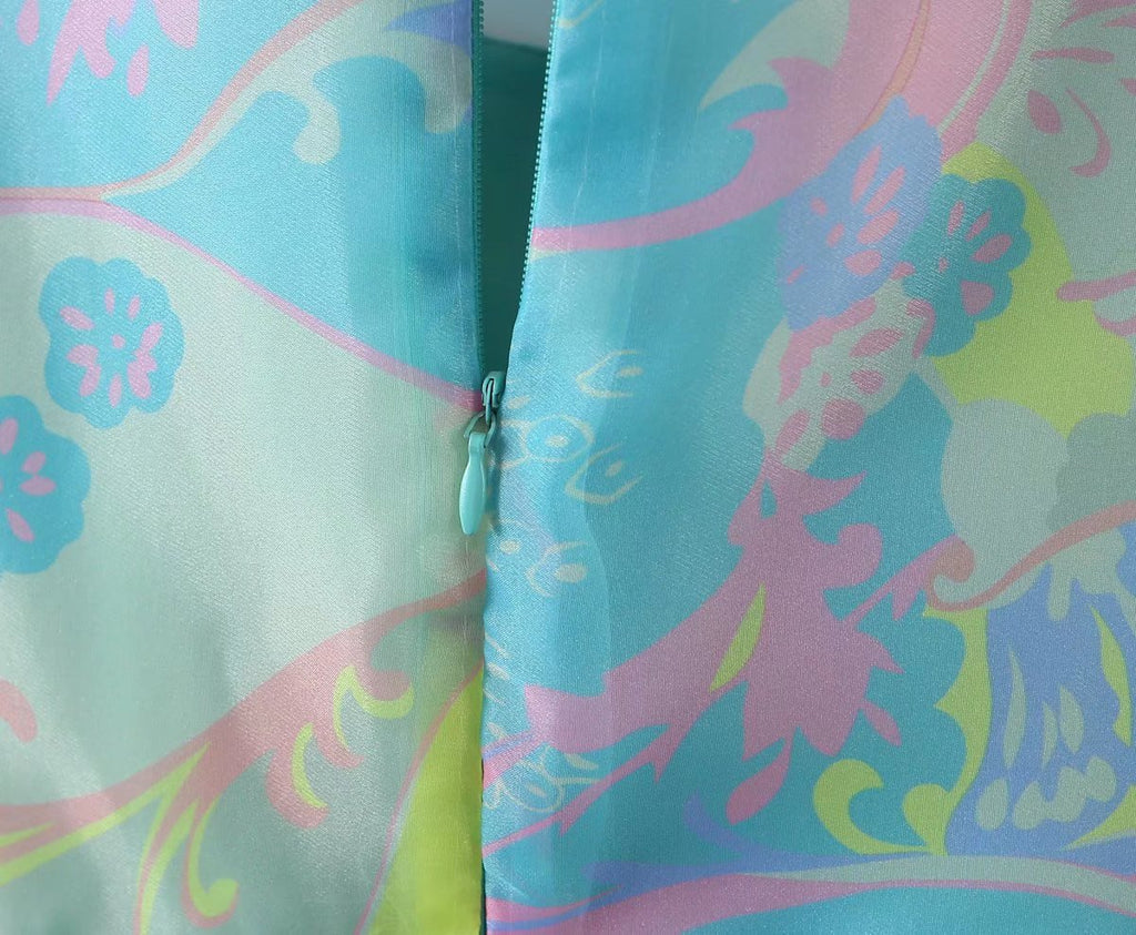 Women's Floral Organza Puff Sleeve A-Line Mini Dress