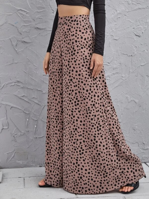 New Loose High Waist Leopard-Print Draping Wide-Leg Pants