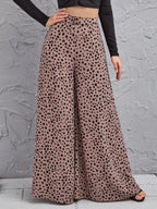 New Loose High Waist Leopard-Print Draping Wide-Leg Pants