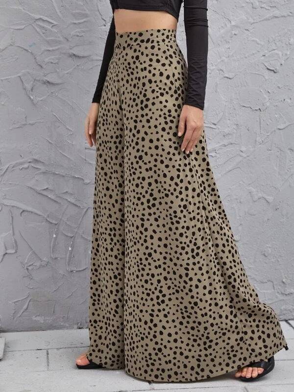 New Loose High Waist Leopard-Print Draping Wide-Leg Pants