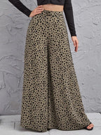 New Loose High Waist Leopard-Print Draping Wide-Leg Pants