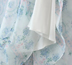 Women's Floral Organza Puff Sleeve Ruffled Maxi Dress