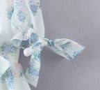 Women's Floral Organza Puff Sleeve Ruffled Maxi Dress