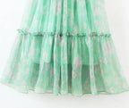 Women's Floral Organza Puff Sleeve Princess Maxi Dress