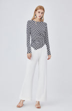 Women's Black and White Plaid Asymmetric Top