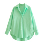 Women's Spring Autumn Street Same Casual Women Loose Lapels Single-Breasted Shirt Women
