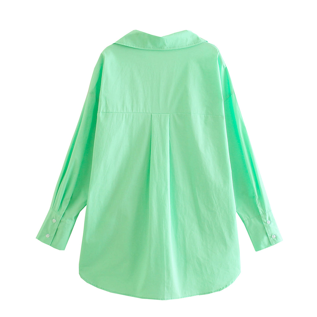 Women's Spring Autumn Street Same Casual Women Loose Lapels Single-Breasted Shirt Women