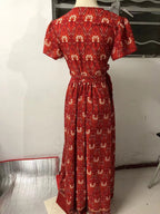 Floral V-Neck Ruffled Wrap Vacation Maxi Dress