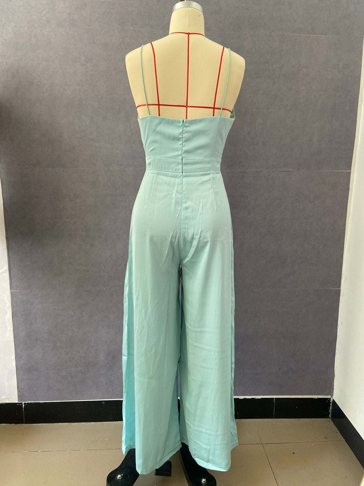 Strappy Waist Straight Mop Floor Minimalist Jumpsuit Spring Summer