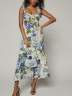 Summer Floral Printed Sexy Slim Fit Slimming Lace Up Bow