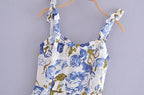 Summer Floral Printed Sexy Slim Fit Slimming Lace Up Bow