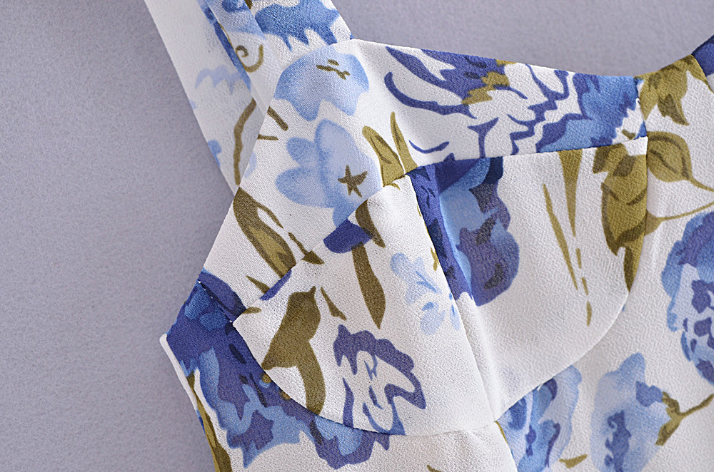 Summer Floral Printed Sexy Slim Fit Slimming Lace Up Bow