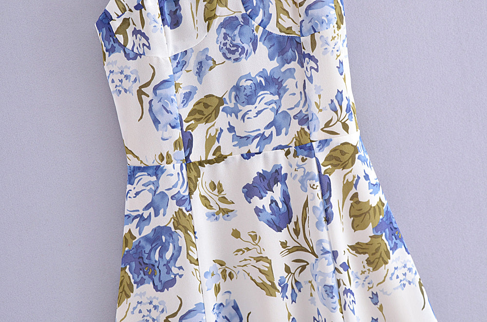 Summer Floral Printed Sexy Slim Fit Slimming Lace Up Bow