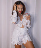 Lace Long-Sleeved Blouse Pants Nightclub