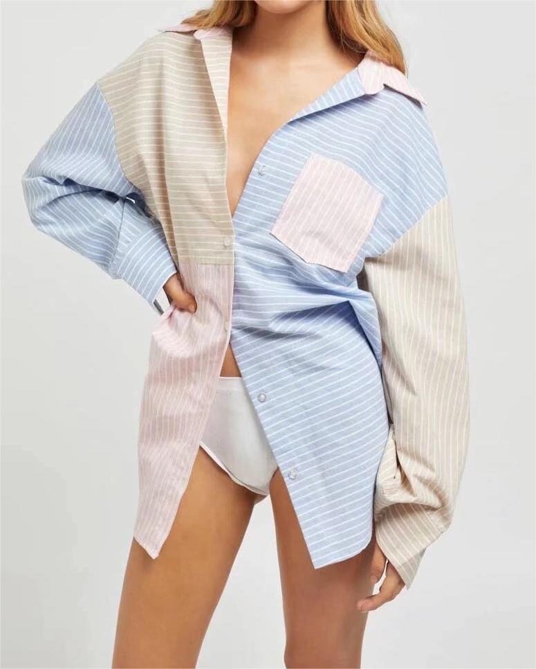 Contrast Stripe Long Sleeve Overshirt
