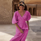 Women's Summer Maxi Dress Pure Cotton Office Waist-Tight French A- Line Women Split Dress Summer