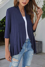 Women's Ruffle Collar 3/4-Sleeve Top – Casual Long-Sleeve Blouse