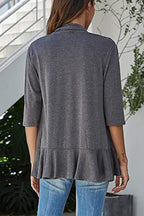 Women's Ruffle Collar 3/4-Sleeve Top – Casual Long-Sleeve Blouse