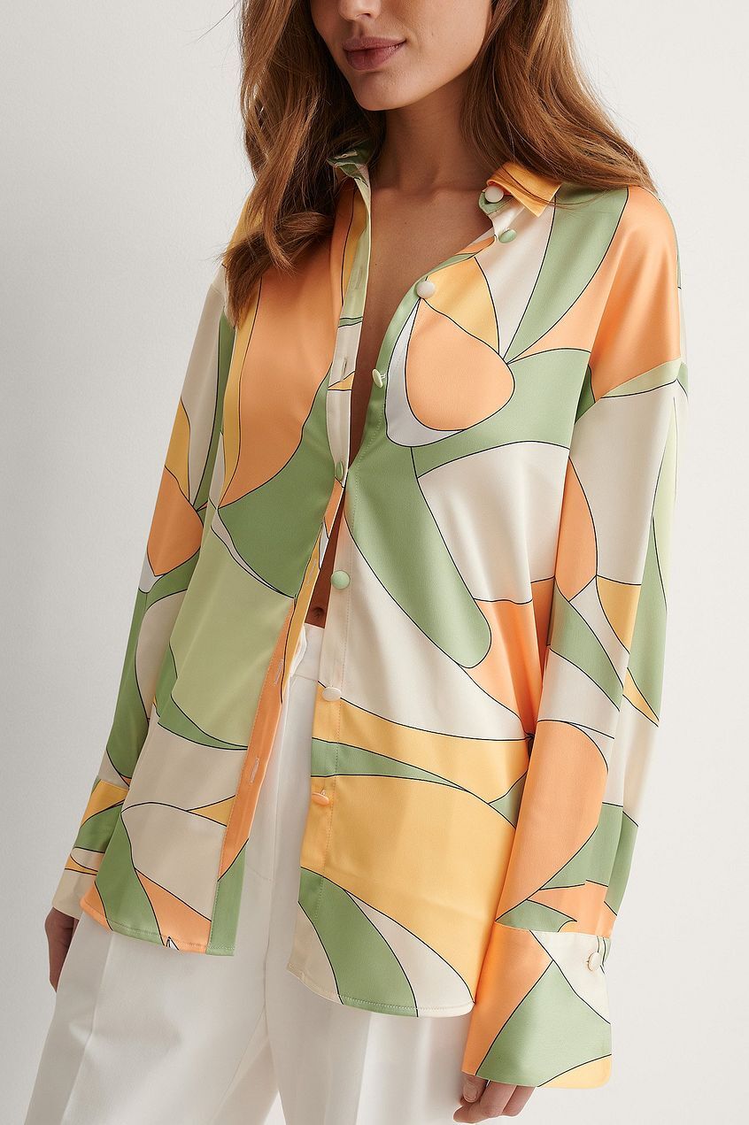 Women's Spring Summer Shirt Women Cardigan Multi-Color Mosaic Loose Version Top Women