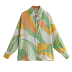 Women's Spring Summer Shirt Women Cardigan Multi-Color Mosaic Loose Version Top Women