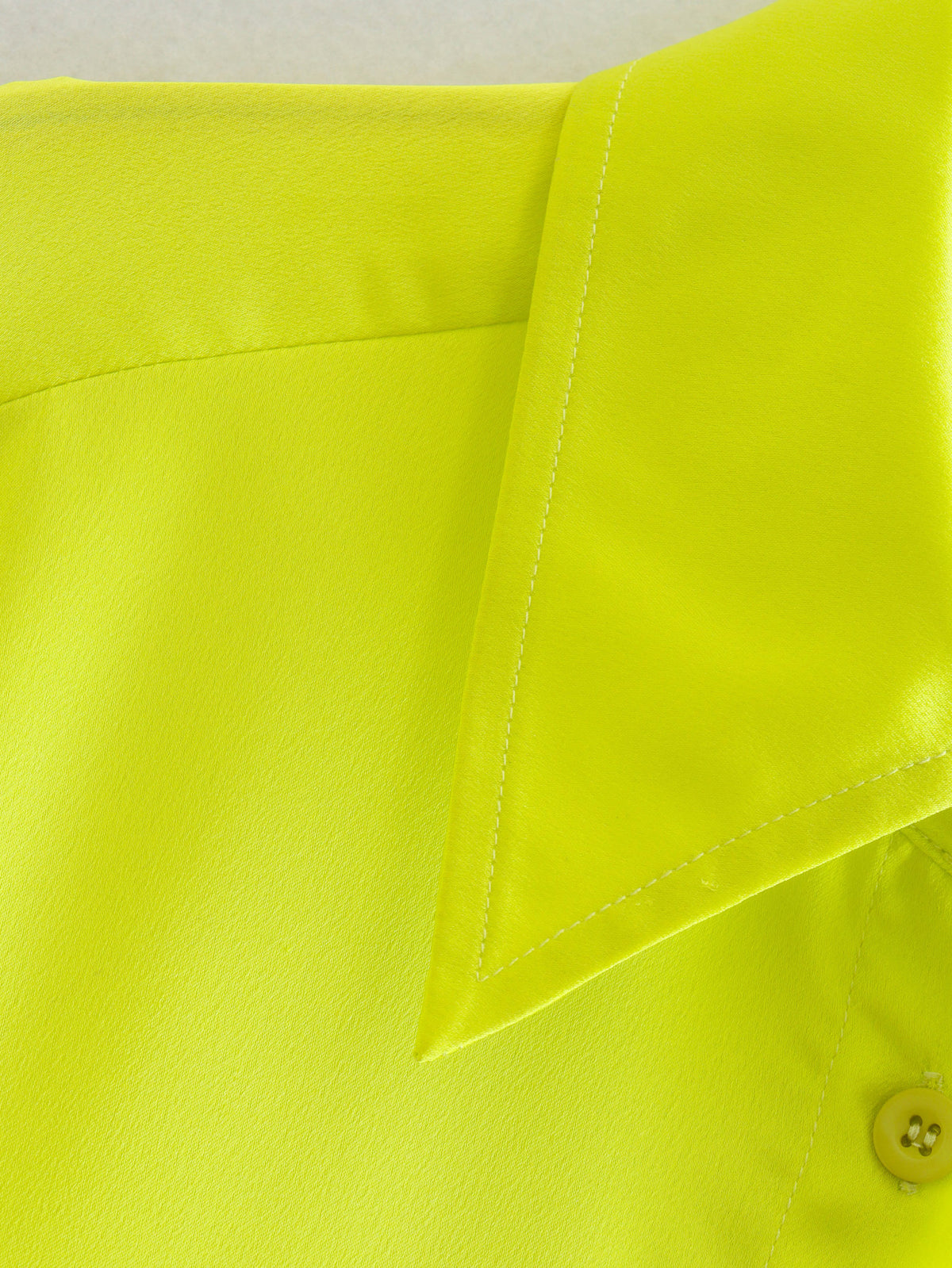 Women's Spring Women Bright Yellow Satin Texture Shirt Top