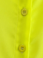 Women's Spring Women Bright Yellow Satin Texture Shirt Top
