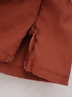 Women's Spring Summer Brick Red One-Shoulder Top Ruffled Tied Short Shirt