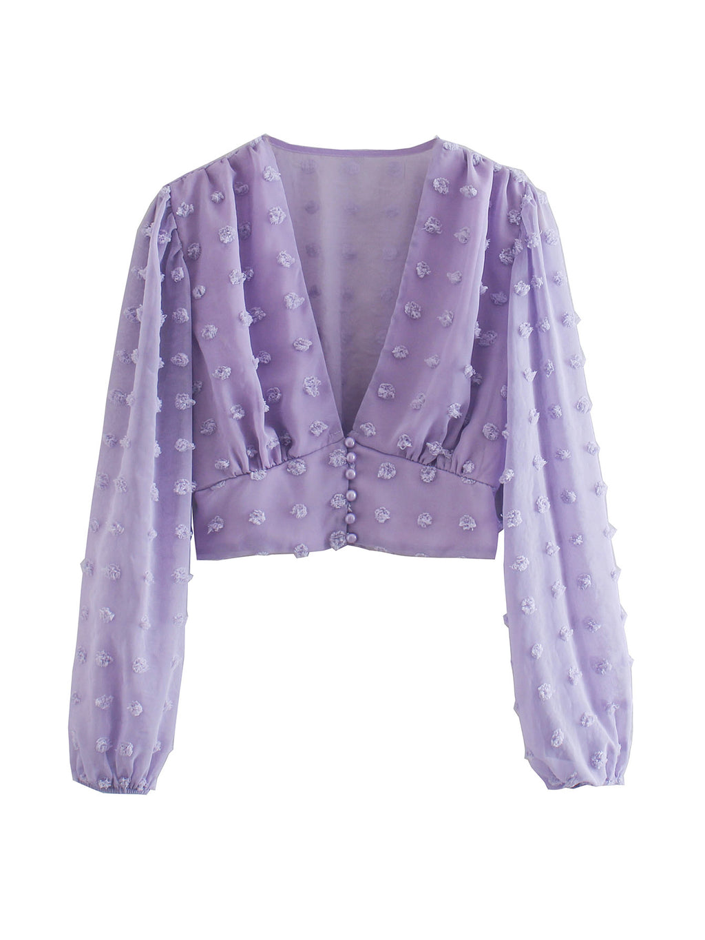 Women's Clothing Spring Loose Short Lantern Long Sleeve V-Neck Bare Cropped Sexy Top
