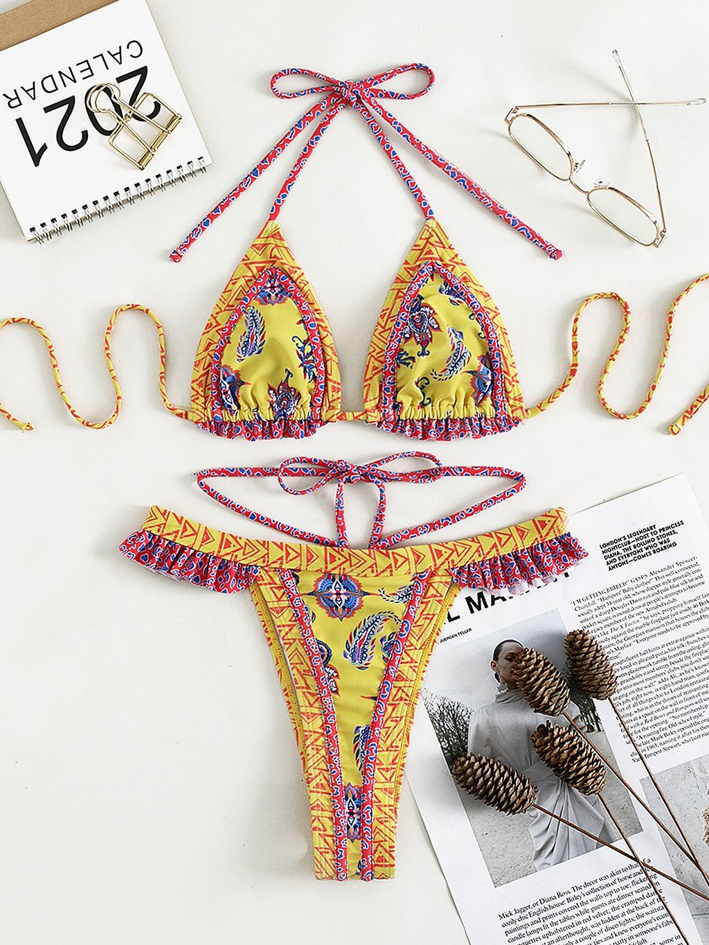 Halter Yellow Bikini Swimwear