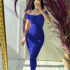 Solid Color Dress Elegant Summer Off-Shoulder Pleated