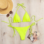Women's neon yellow triangle bikini set