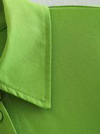 Women's Apple Green Single-Breasted Shirt Fashionable Women Polo Collar Long-Sleeved Shirt Women