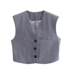 Gray Slim Sleeveless Vest
