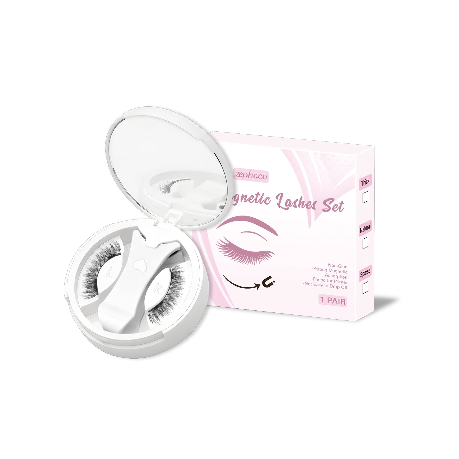 Reusable magnetic false eyelash set