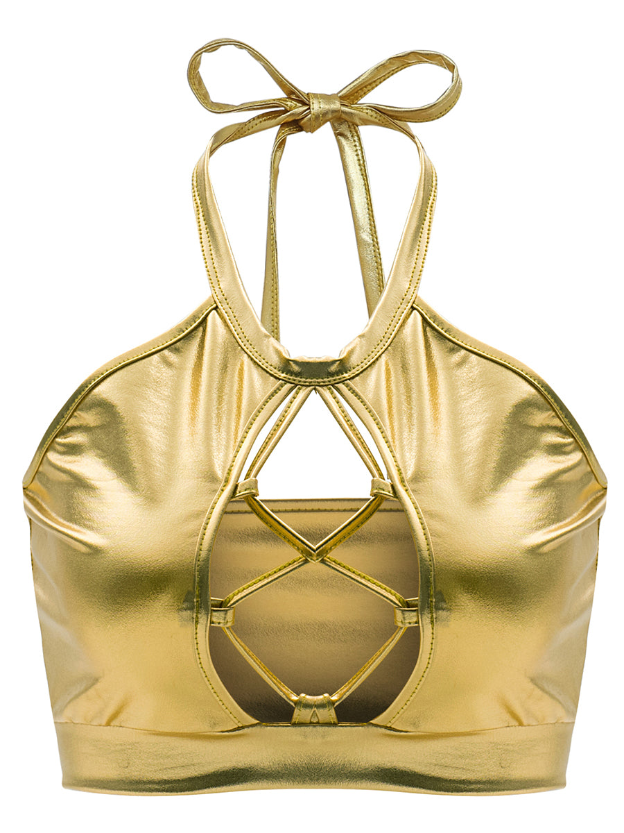 's Slim Fit Halter Spaghetti Straps Vest Strap Hollow Out Cutout