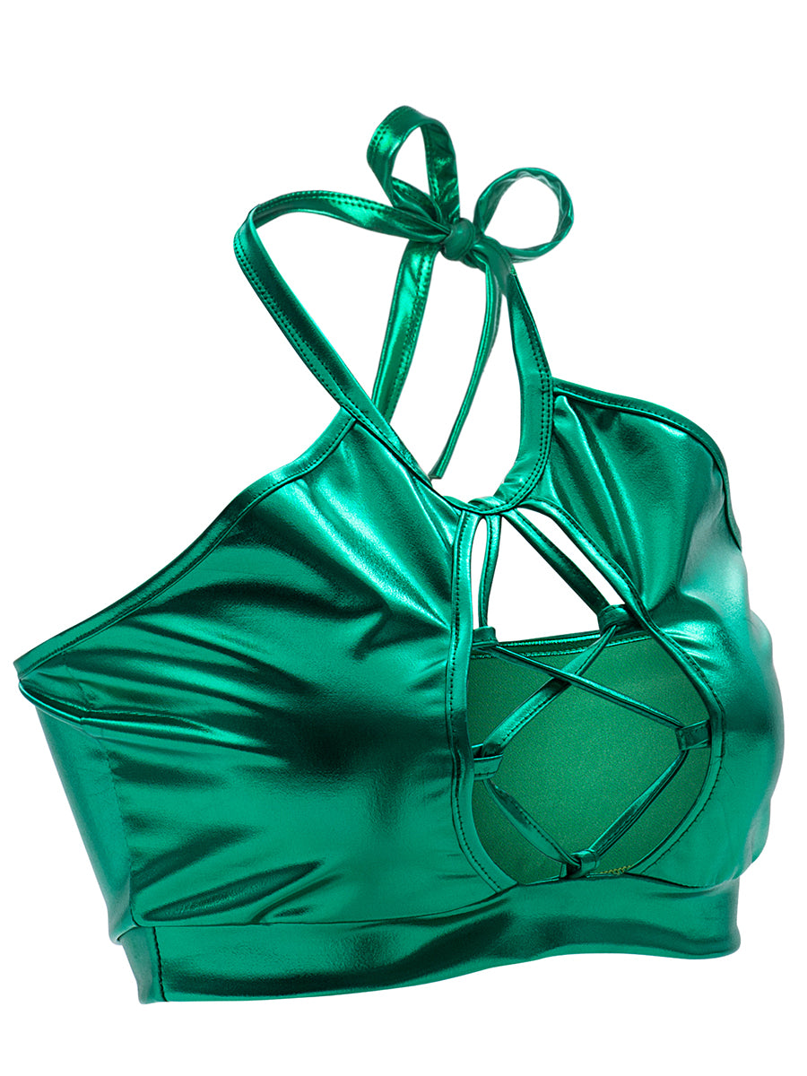 's Slim Fit Halter Spaghetti Straps Vest Strap Hollow Out Cutout