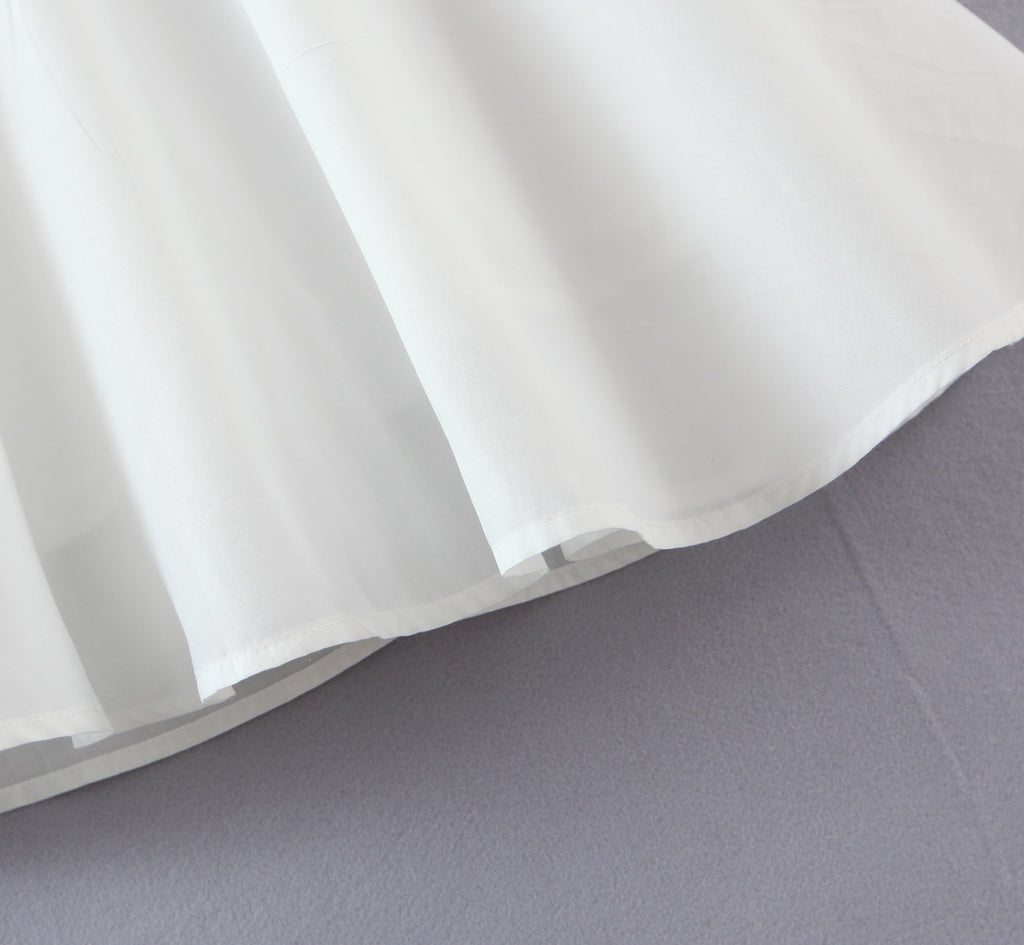 Women's Spring Women Shoulder Bow Pure White Holiday Waist Dress