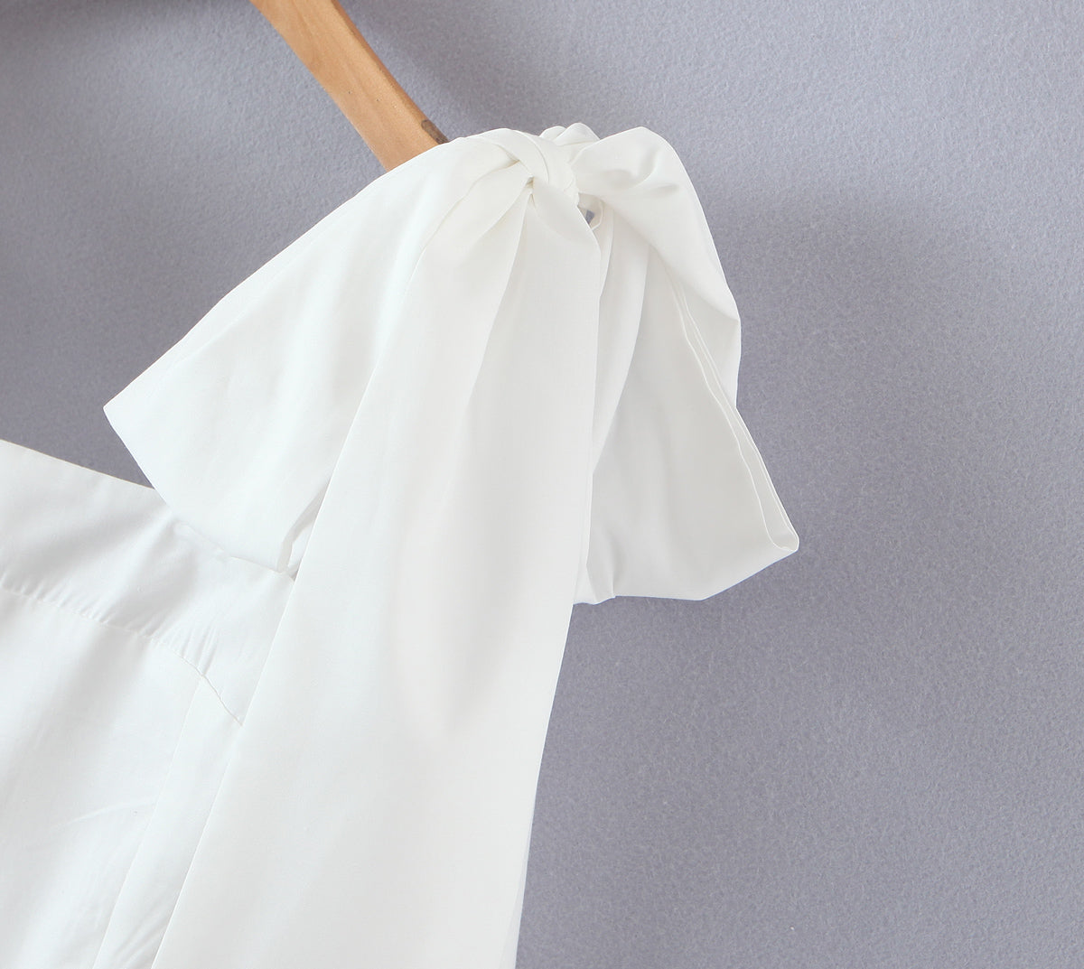 Women's Spring Women Shoulder Bow Pure White Holiday Waist Dress