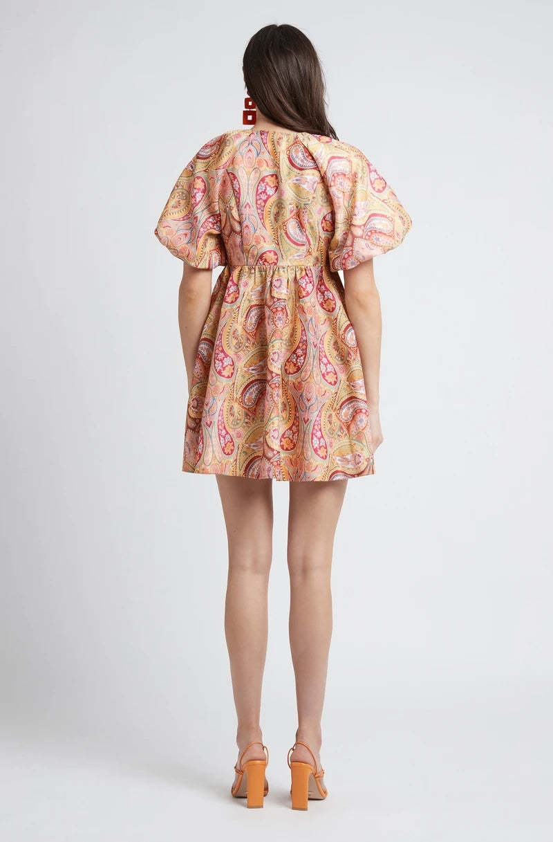 Vintage Paisley V-Neck Dress