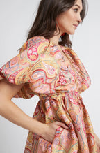 Vintage Paisley V-Neck Dress