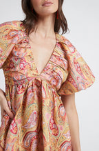 Vintage Paisley V-Neck Dress