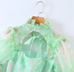 Women's Floral Lace Cutout Puff Sleeve A-Line Mini Dress