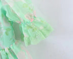 Women's Floral Lace Cutout Puff Sleeve A-Line Mini Dress